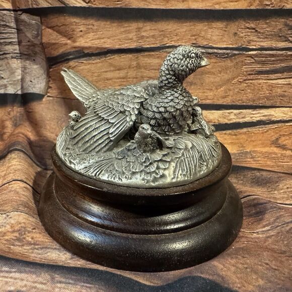 Ringneck Pheasant Hen and Chicks 1977 Chilmark Fine Pewter Signed and Numbered - Picture 2 of 8